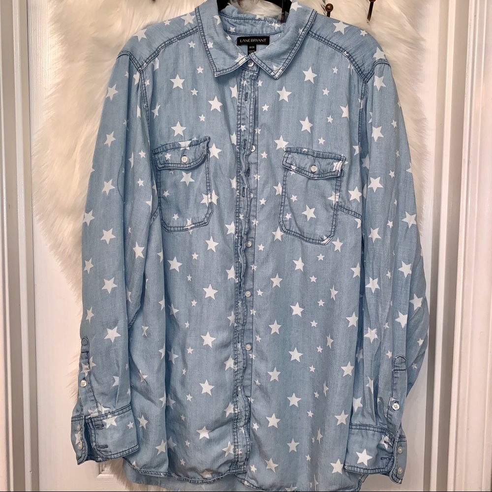 Lane Bryant denim button down blouse size 18/20
